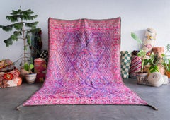 Purple Vintage Moroccan Berber Rug from 70s 100% wool 6.6x10.8 Ft 200x330 Cm