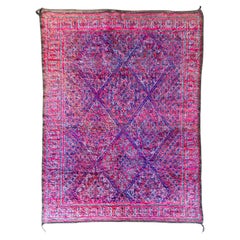Purple Vintage Moroccan Berber Rug from 70s 100% wool 6.6x10.8 Ft 200x330 Cm
