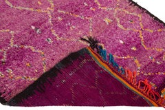 Purple Vintage Moroccan Handmade Tribal Wool Rug