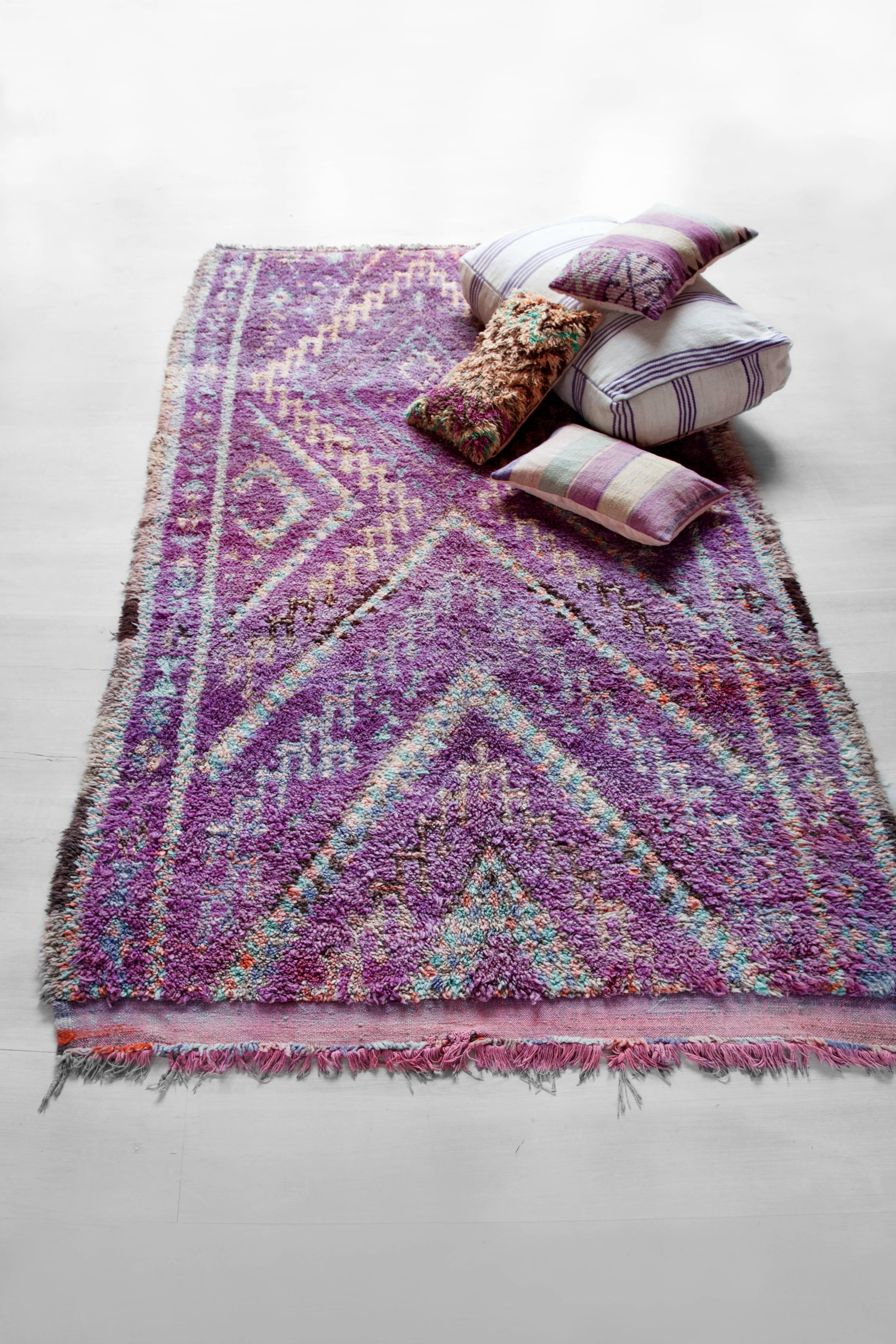Purple Vintage Moroccan Wool Talsint Rug, circa 1975 For Sale 4