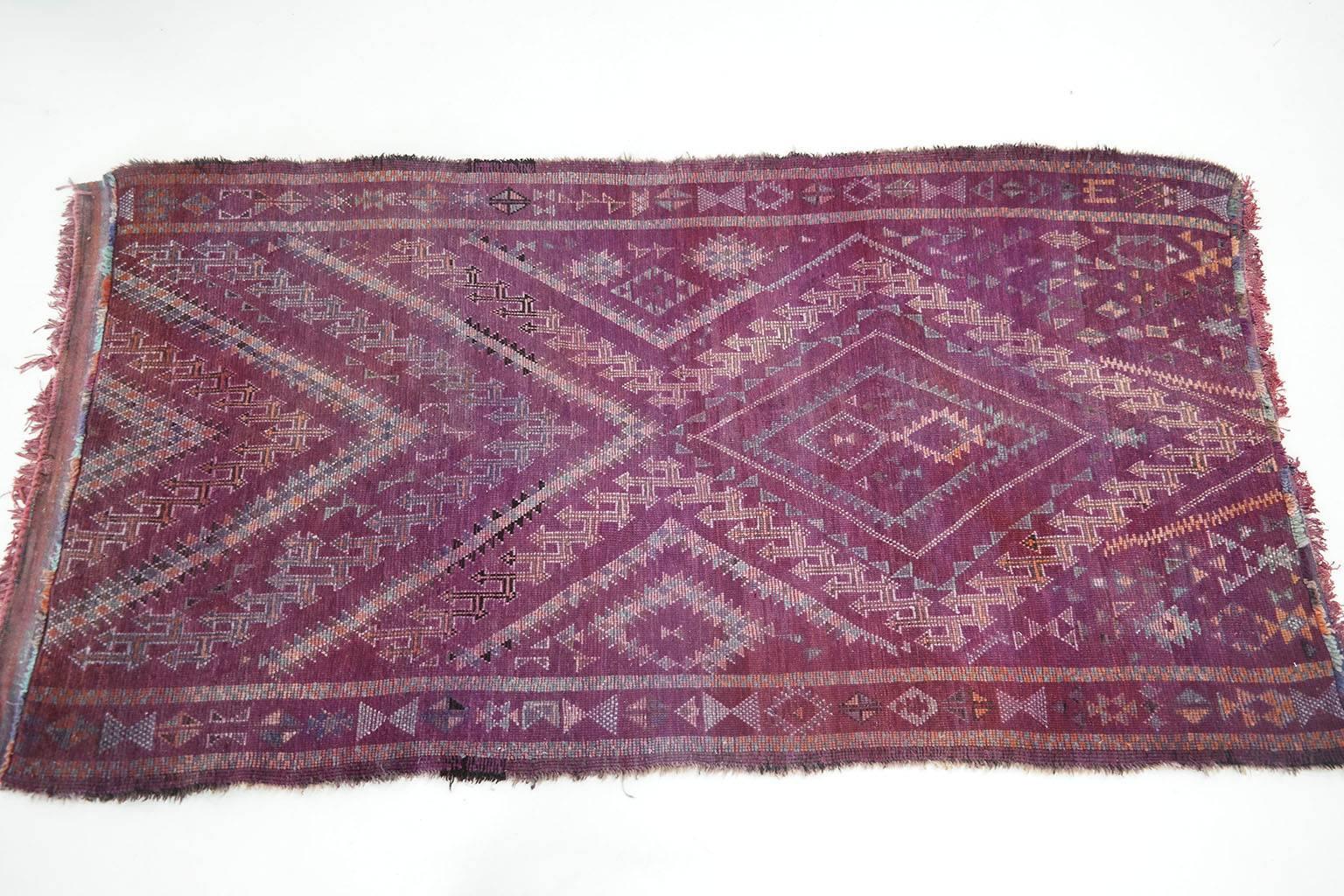 Purple Vintage Moroccan Wool Talsint Rug, circa 1975 For Sale 5
