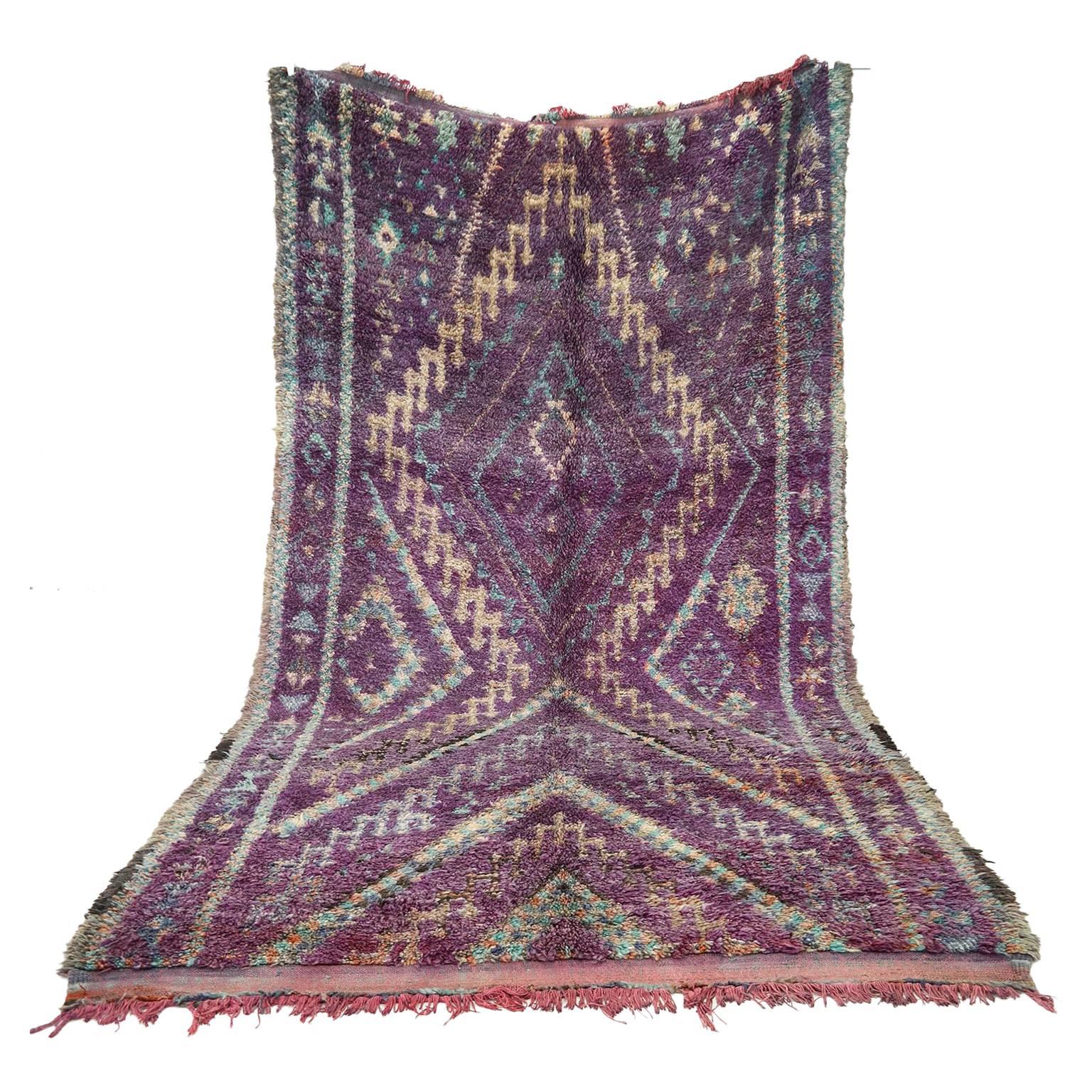 Purple Vintage Moroccan Wool Talsint Rug, circa 1975 For Sale