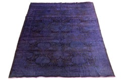 Purple Vintage Persian Overdyed Handmade Wool Rug With Allover Design