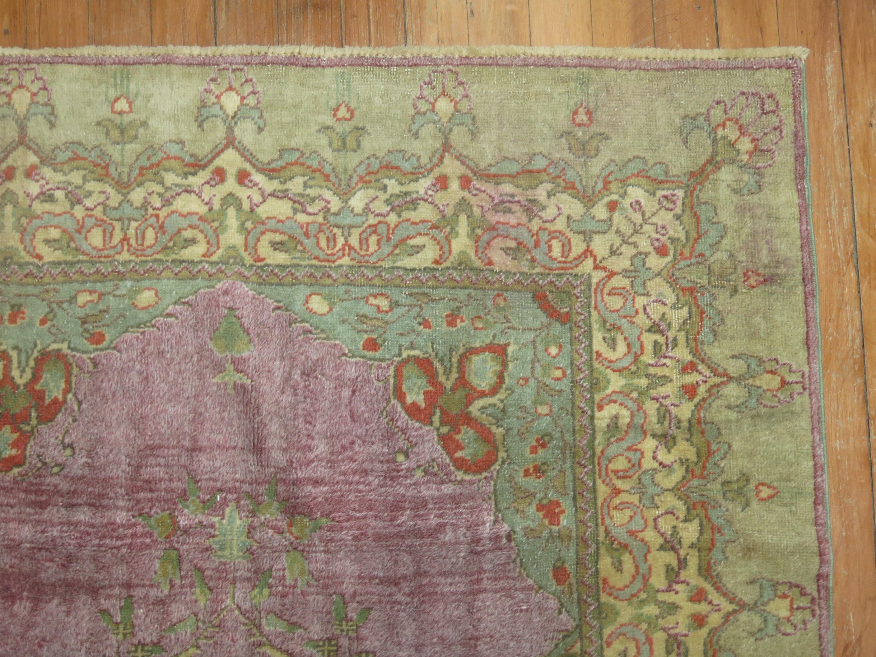 Hand-Woven Purple Vintage Turkish Rug