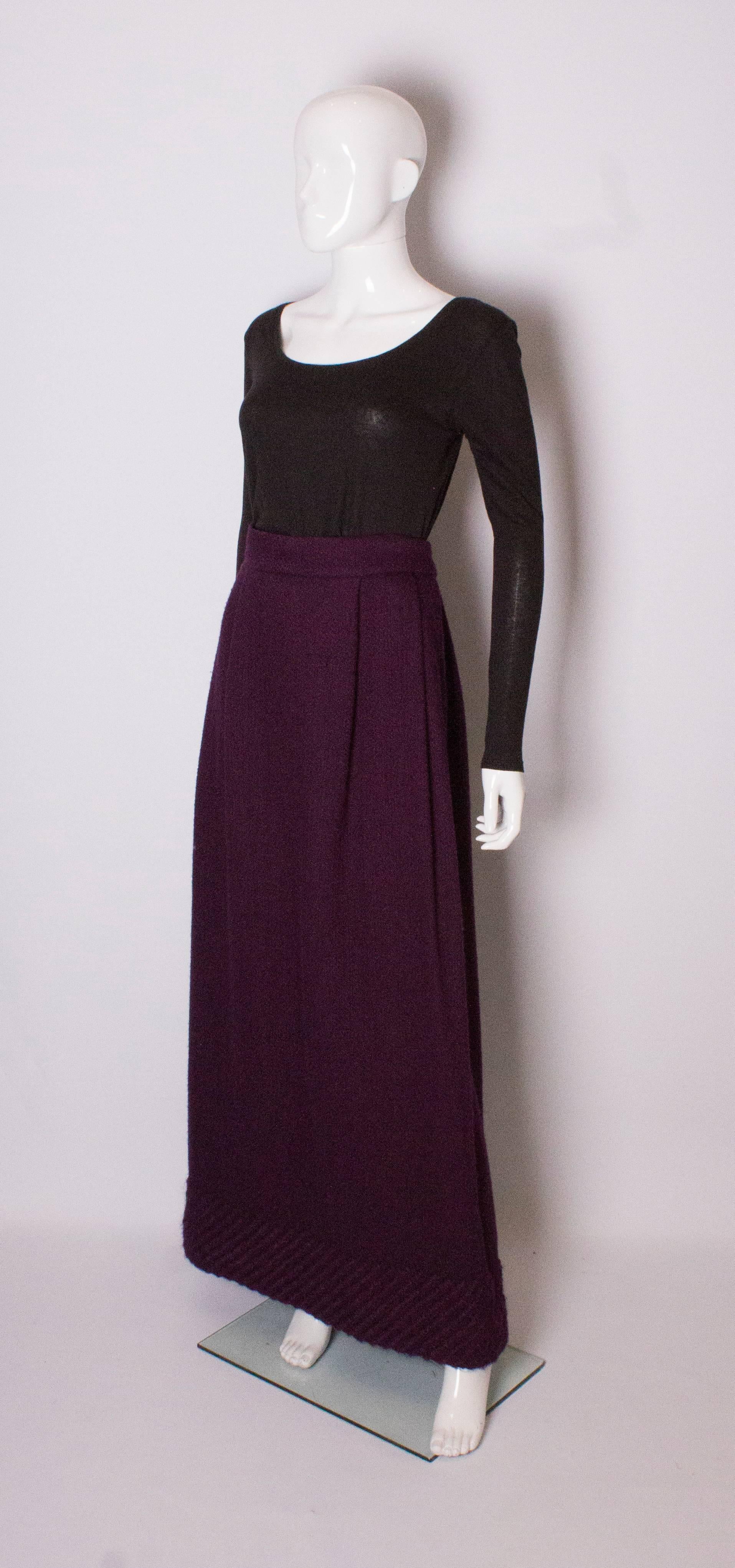 Black Purple Vintage Wool Skirt by Invershouse For Sale