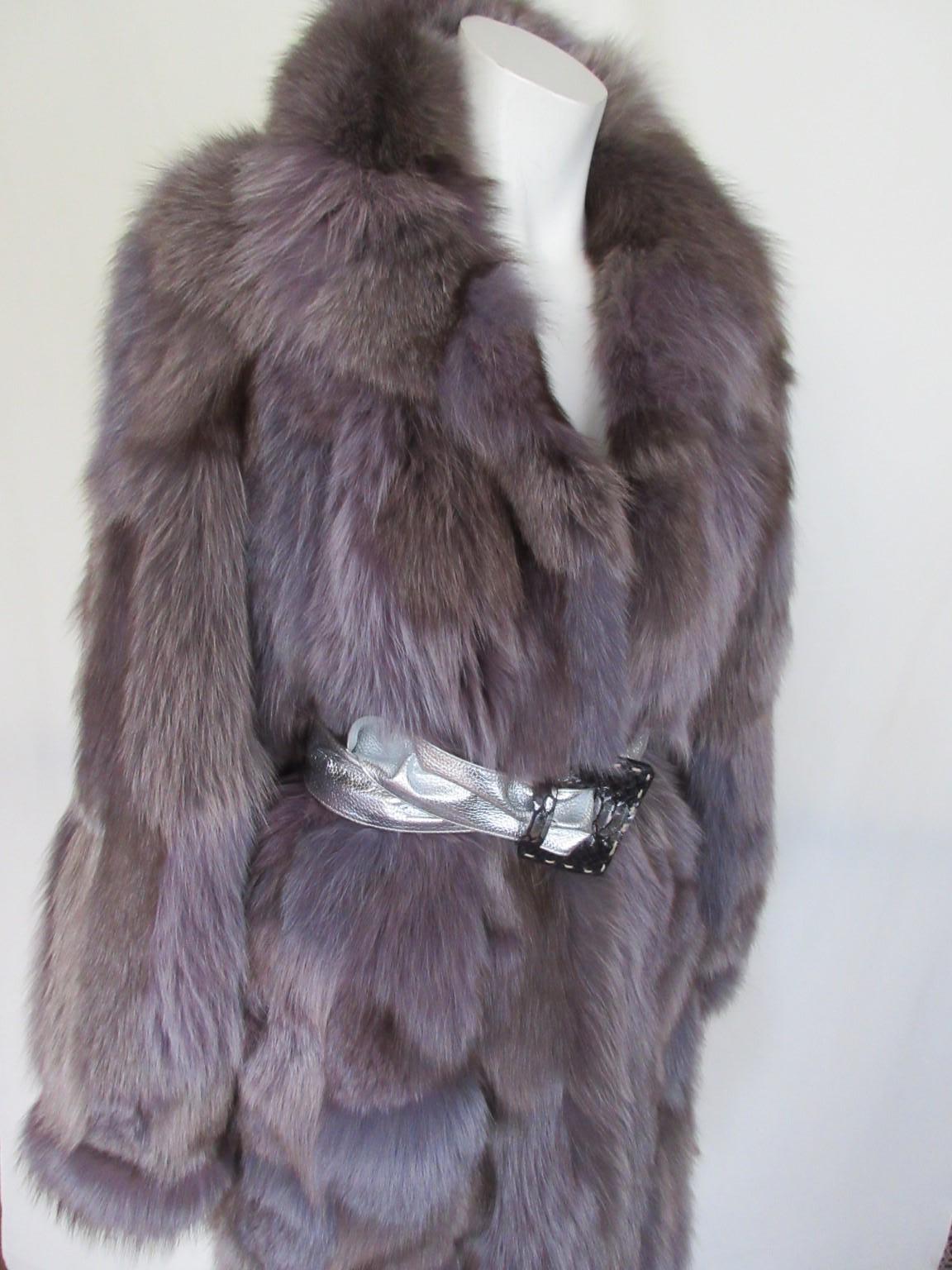 Purple Violet Fox Fur coat For Sale 5