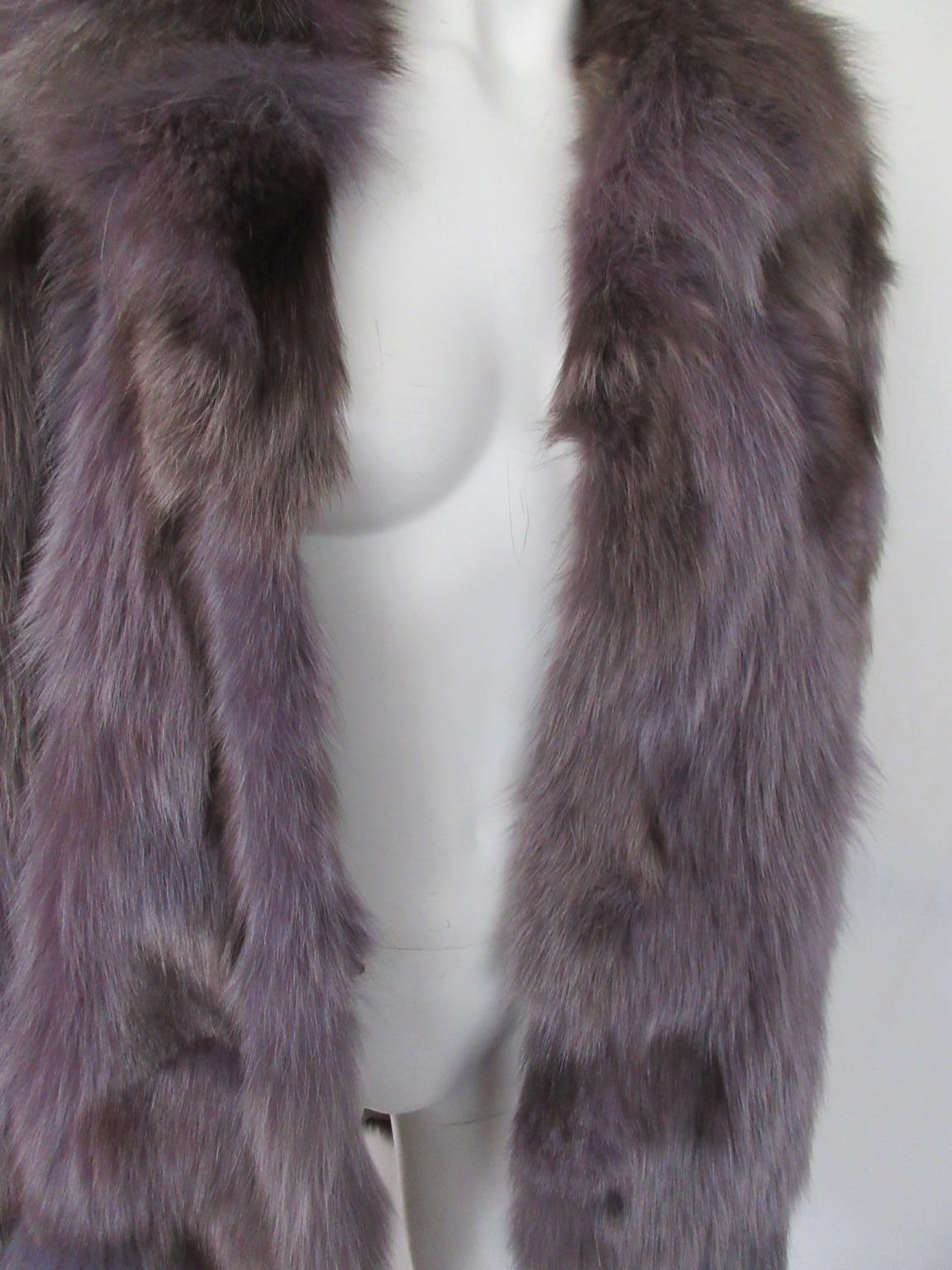 Purple Violet Fox Fur coat For Sale 5