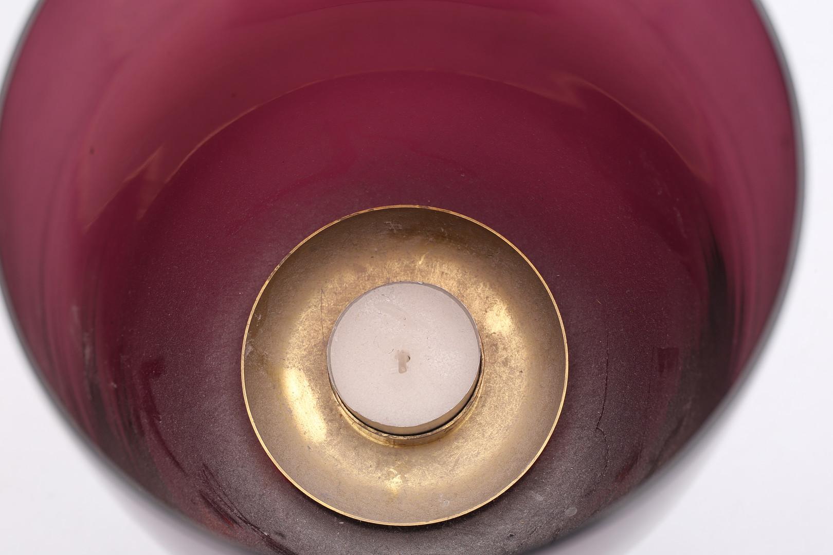 Purple Vitreous Mass and Brass Candle Holder, Probably Hans Agne Jakobsson In Good Condition For Sale In London, England
