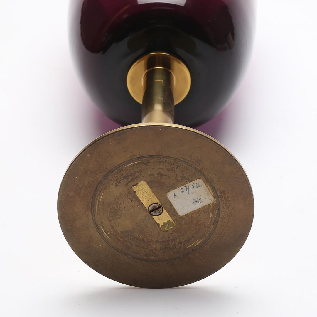 Purple Vitreous Mass and Brass Candle Holder, Probably Hans Agne Jakobsson For Sale 1