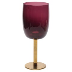 Purple Vitreous Mass and Brass Candle Holder, Probably Hans Agne Jakobsson