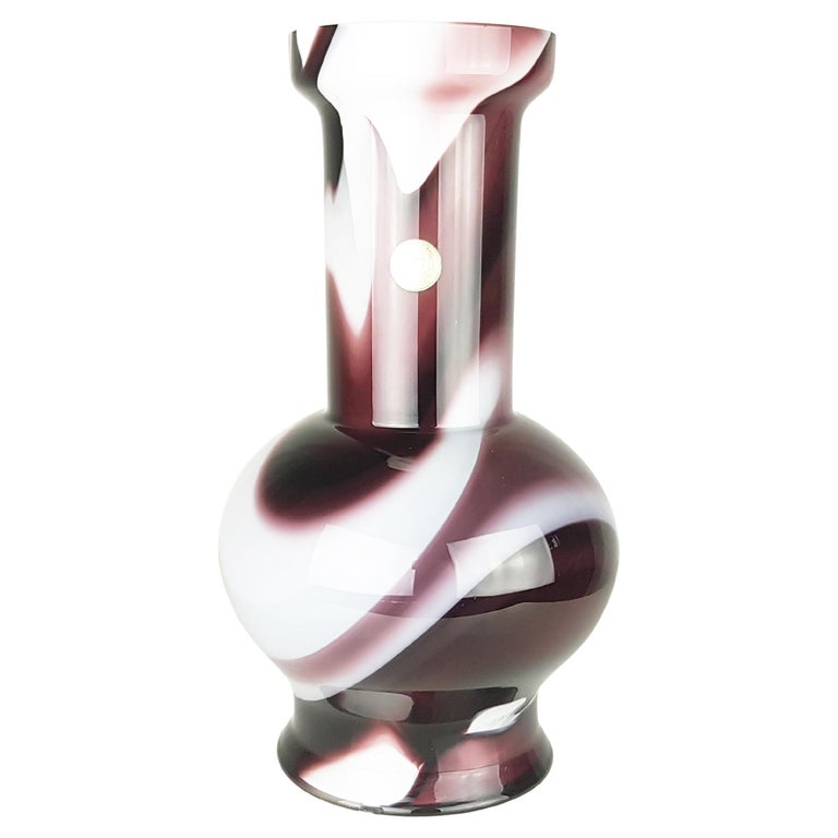 Purple & White Murano Glass 1970s Vase by Carlo Moretti For Sale