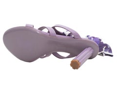 Purple & White Salvatore Ferragamo Patent & Silk Lace-Up Sandals Size 37.5