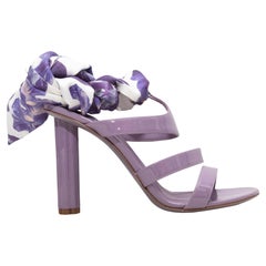 Purple & White Salvatore Ferragamo Patent & Silk Lace-Up Sandals Size 37.5