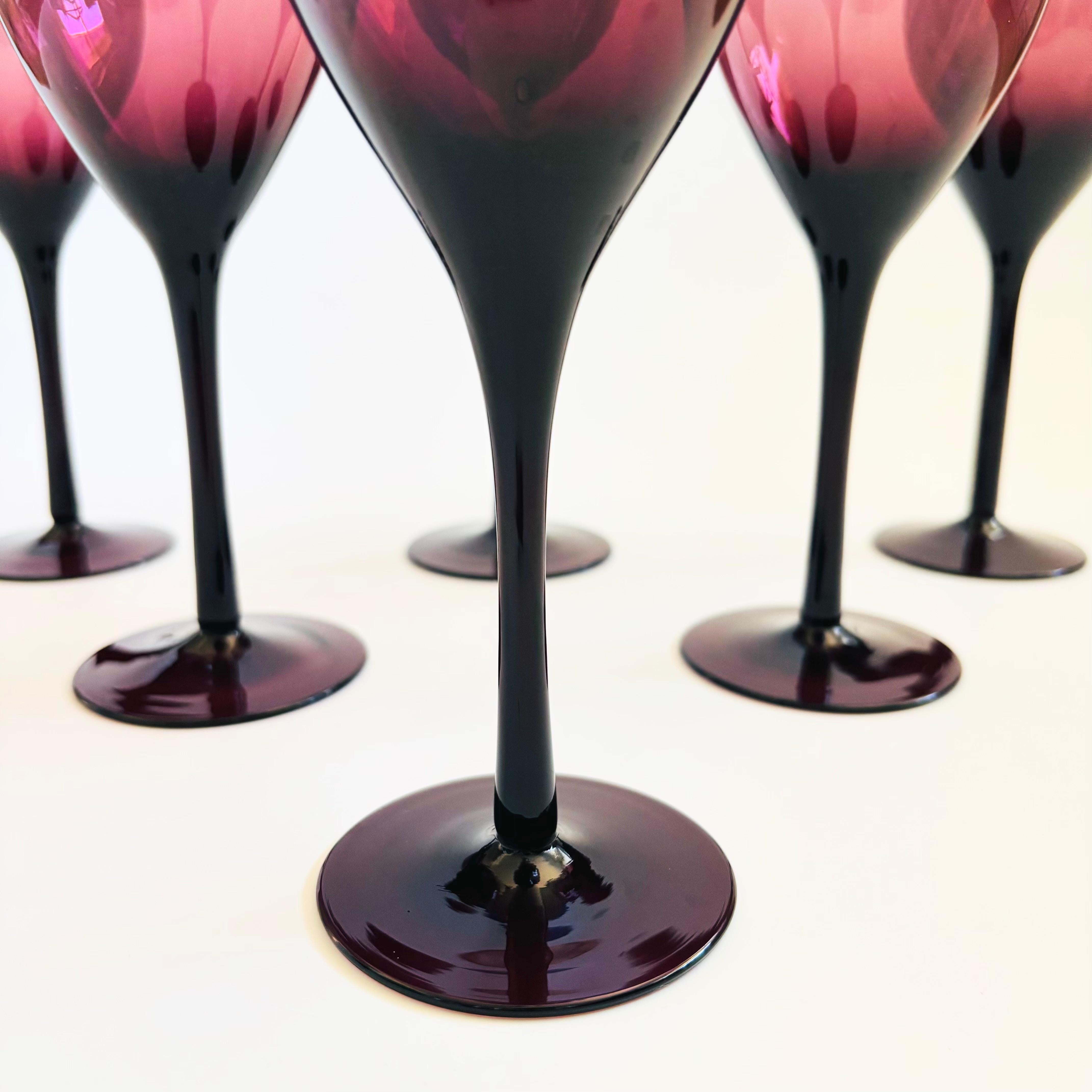 XX secolo Bicchieri da vino viola - Set di 6 in vendita