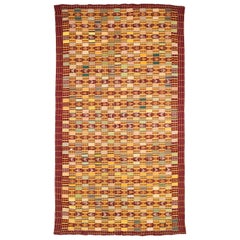 Maroon, Yellow and Orange Vintage Midcentury African Ewe Kente Cloth Textile