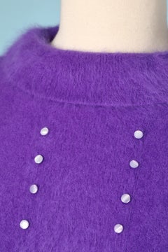 Purple wool and angora sweater with decorative buttons Angelon by CHARLENE