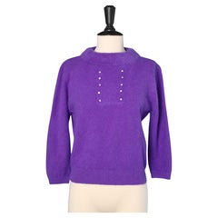 Pull violet en laine et angora avec boutons décoratifs Angelon par CHARLENE