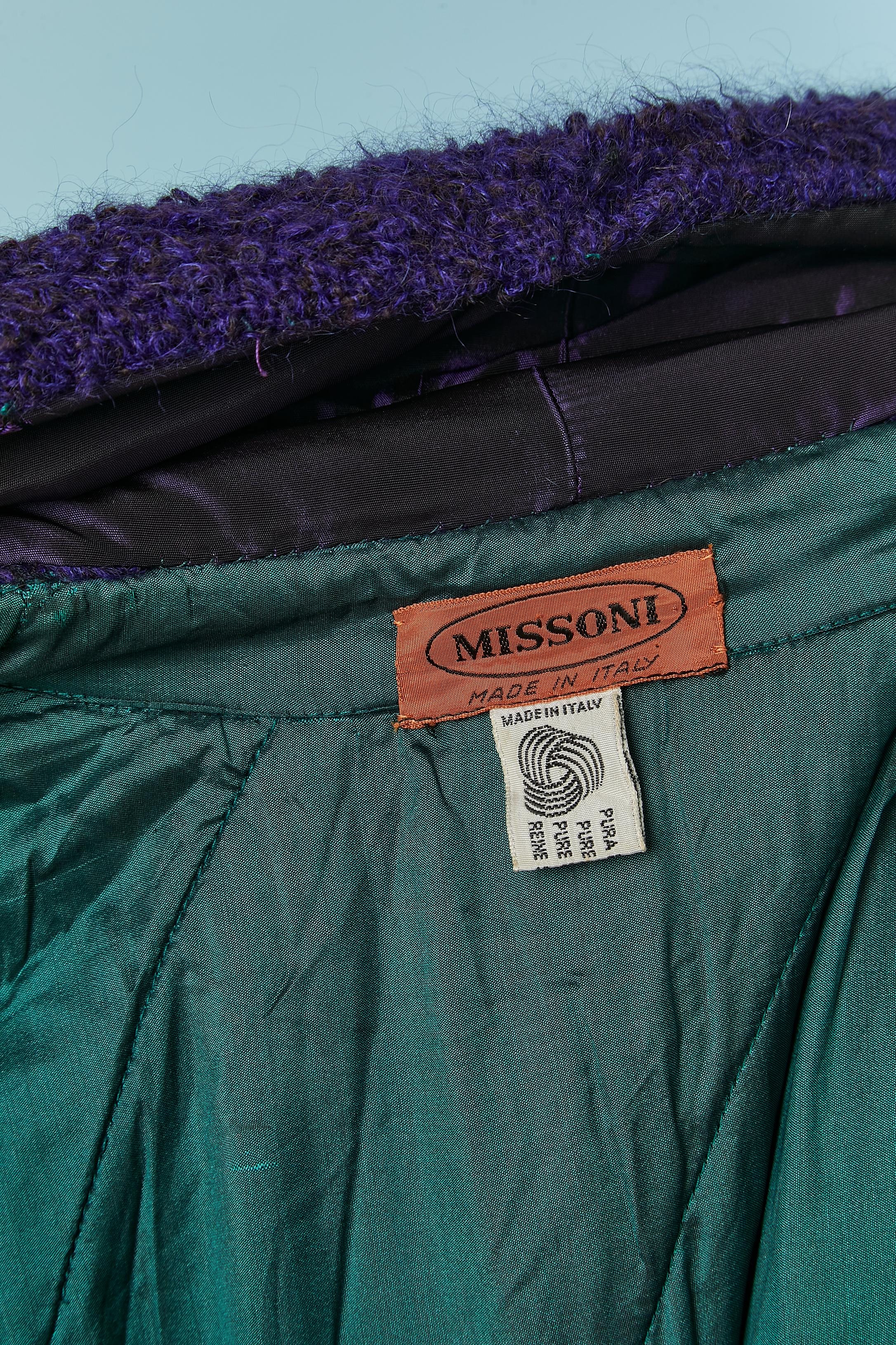 Purple wool bouclette double breasted lightly quilted coat MISSONI For Sale 6