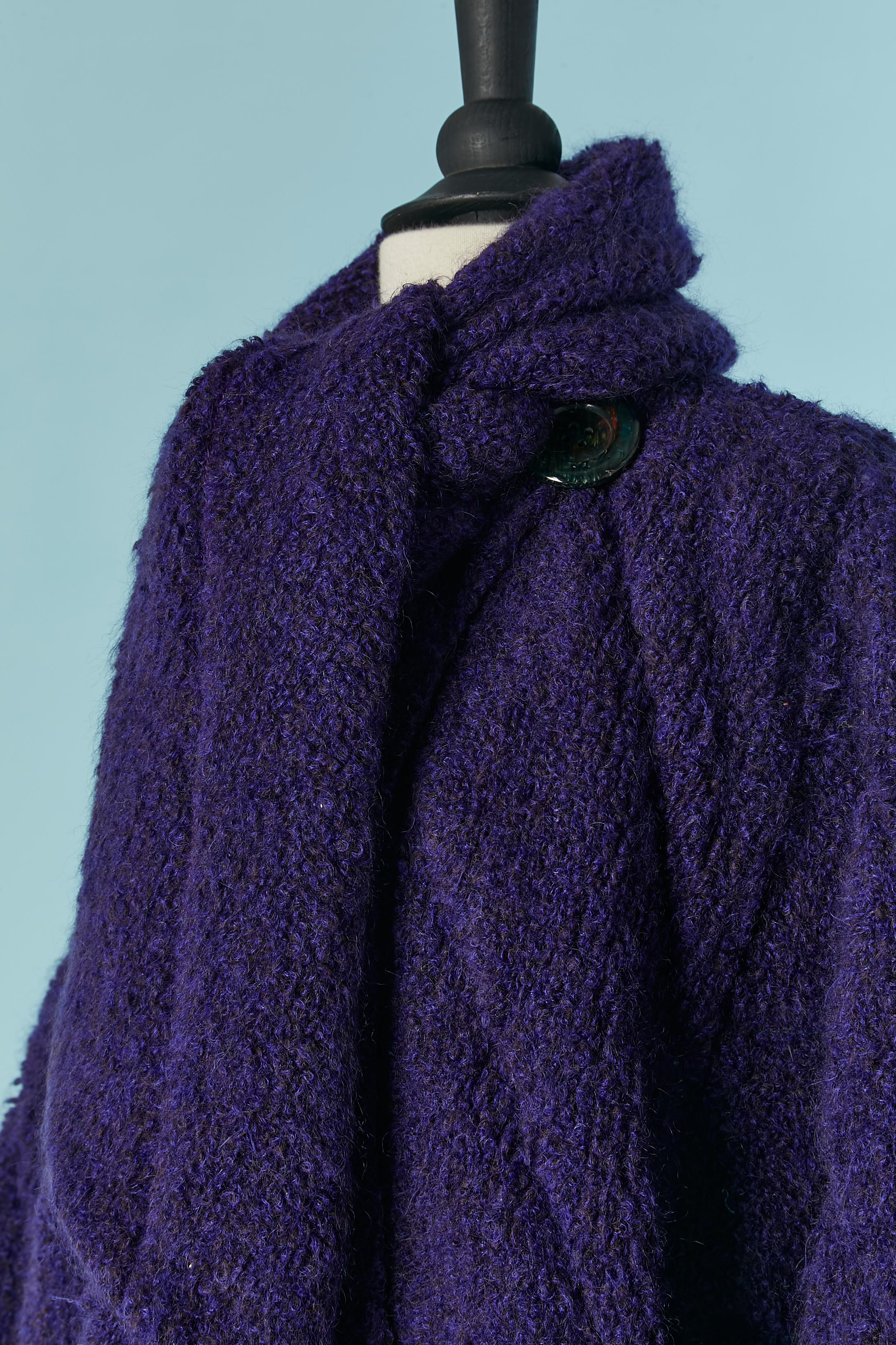 Black Purple wool bouclette double breasted lightly quilted coat MISSONI For Sale