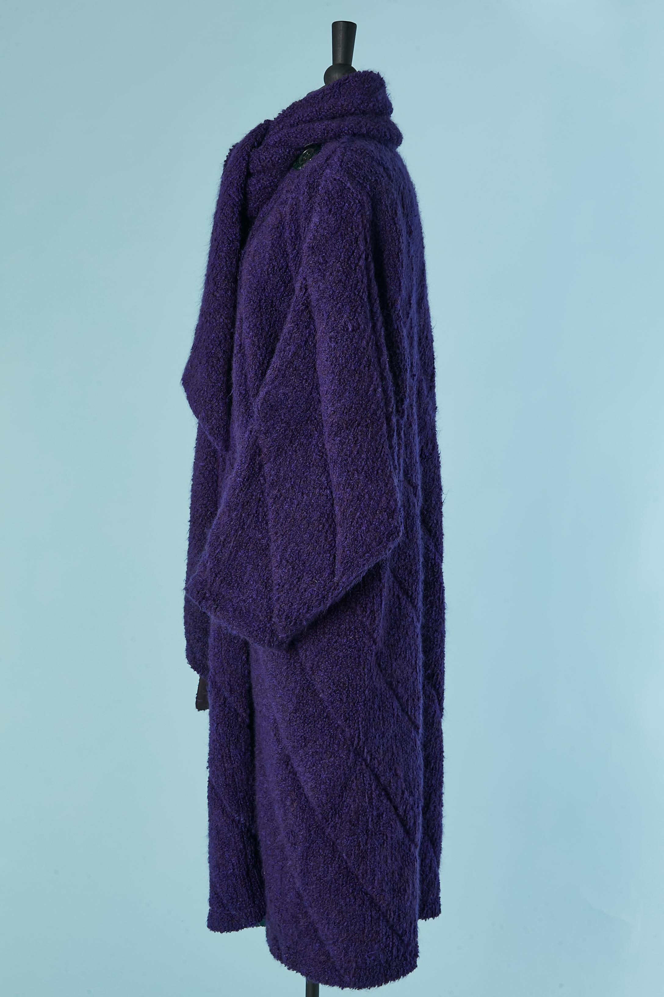 Purple wool bouclette double breasted lightly quilted coat MISSONI In Excellent Condition For Sale In Saint-Ouen-Sur-Seine, FR