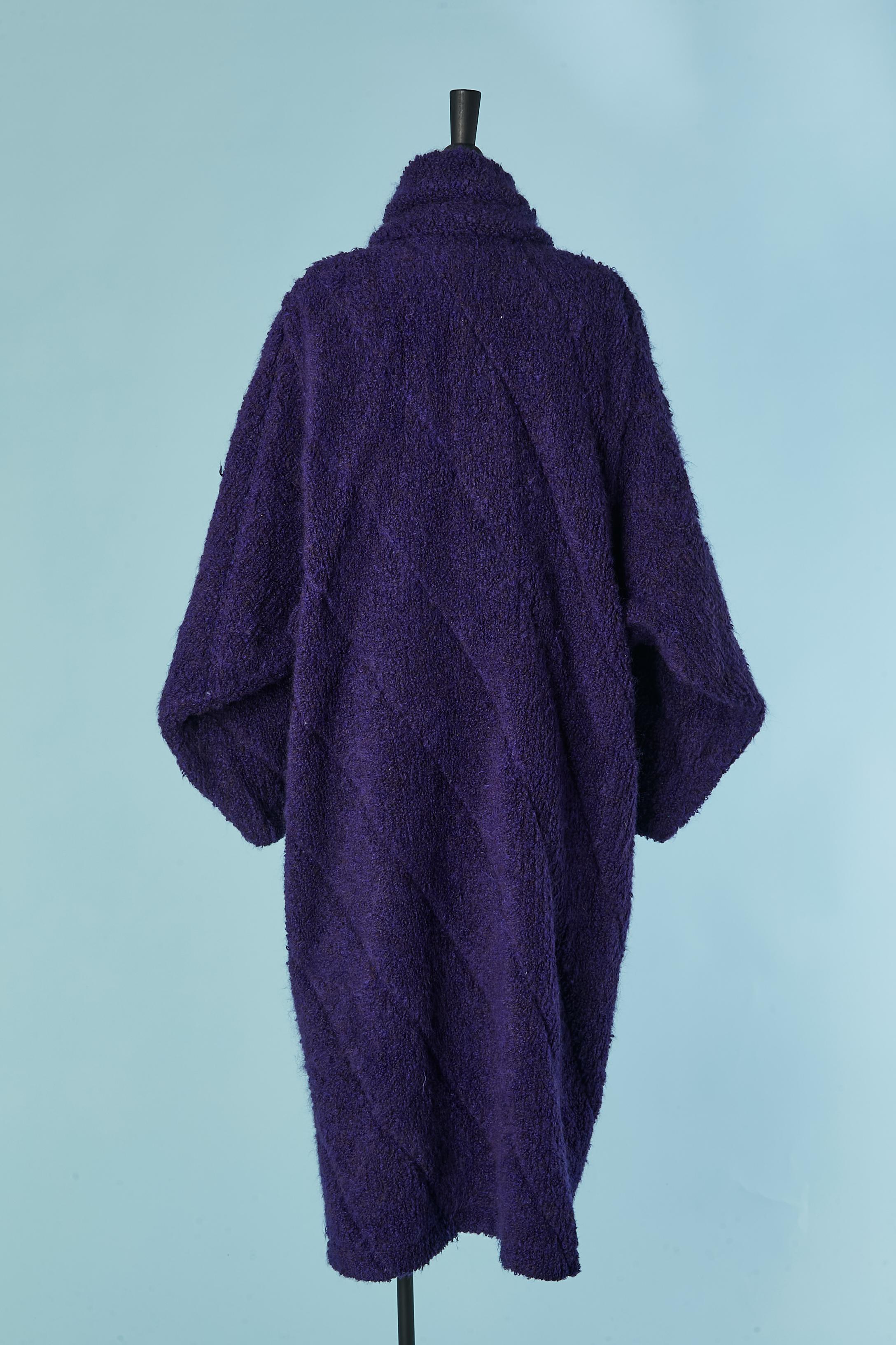Women's Purple wool bouclette double breasted lightly quilted coat MISSONI For Sale