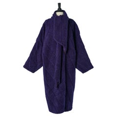 Purple wool bouclette double breasted lightly quilted coat MISSONI