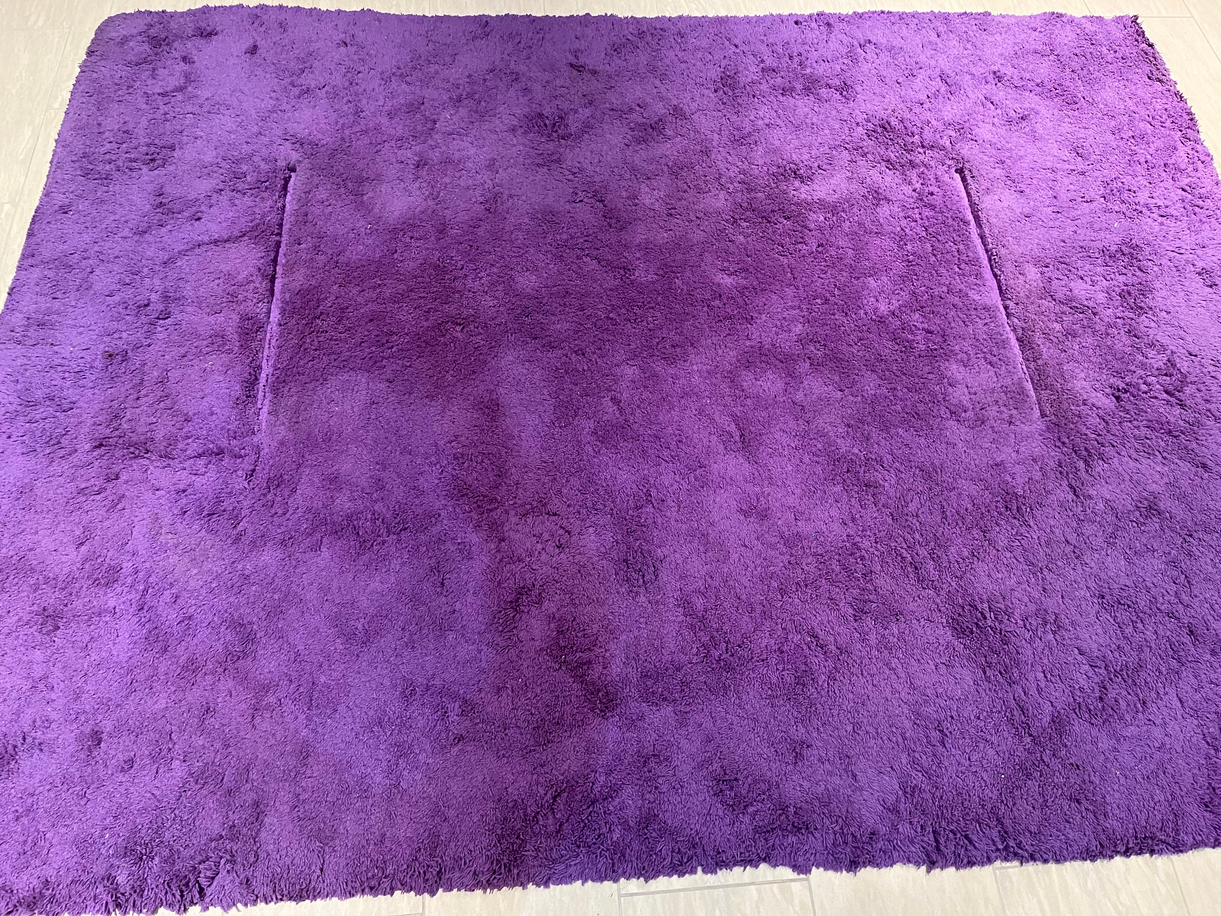 Late 20th Century Purple Wool Carpet Design Tisca Original Handmade 1970s For Sale