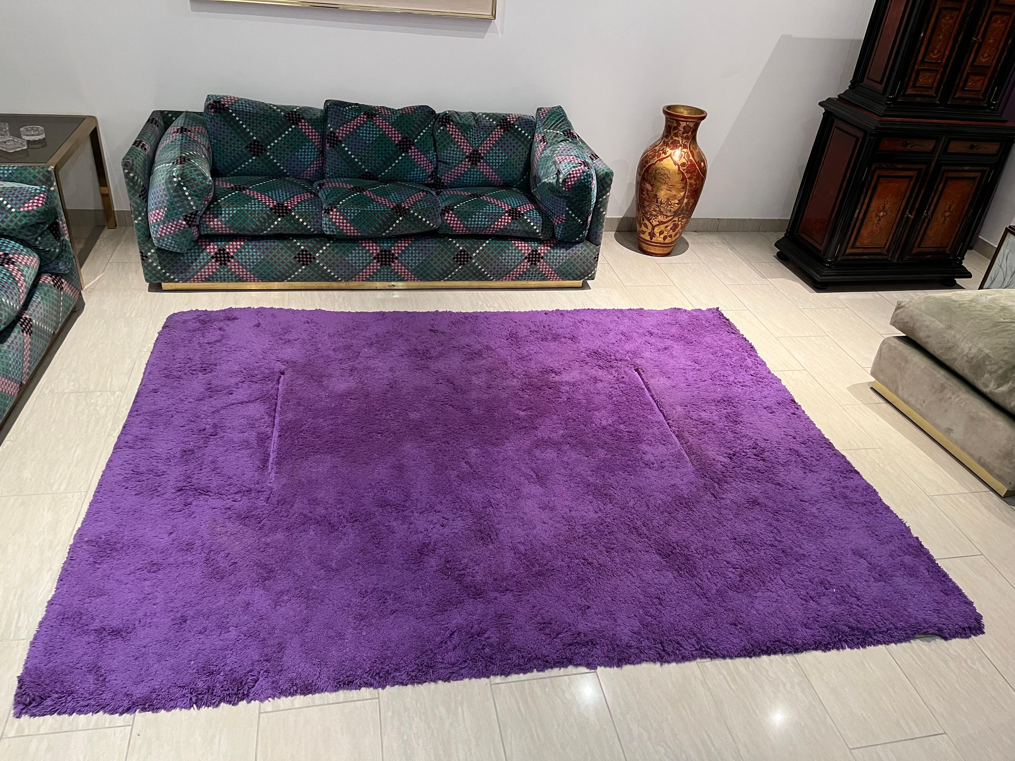 Purple Wool Carpet Design Tisca Original Handmade 1970s For Sale 1