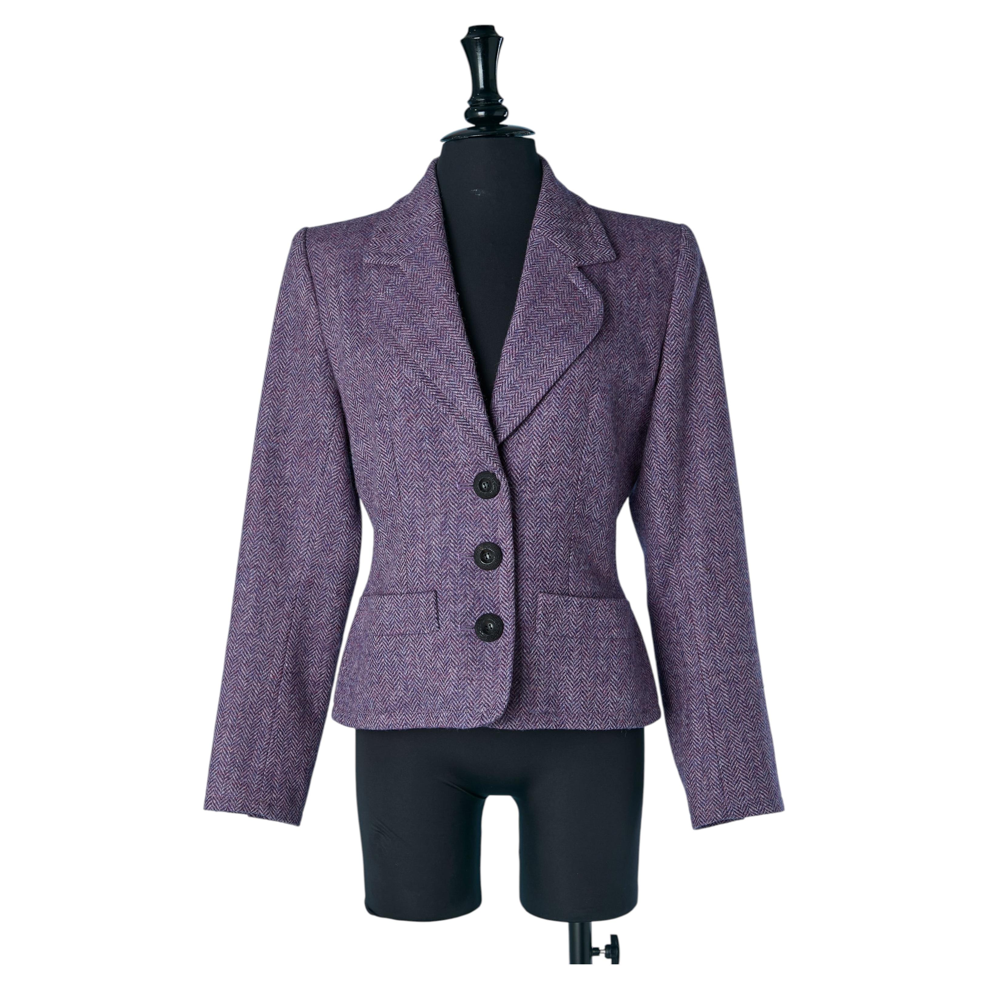 Purple wool chevron single breasted jacket YVES SAINT LAURENT RIVE GAUCHE
