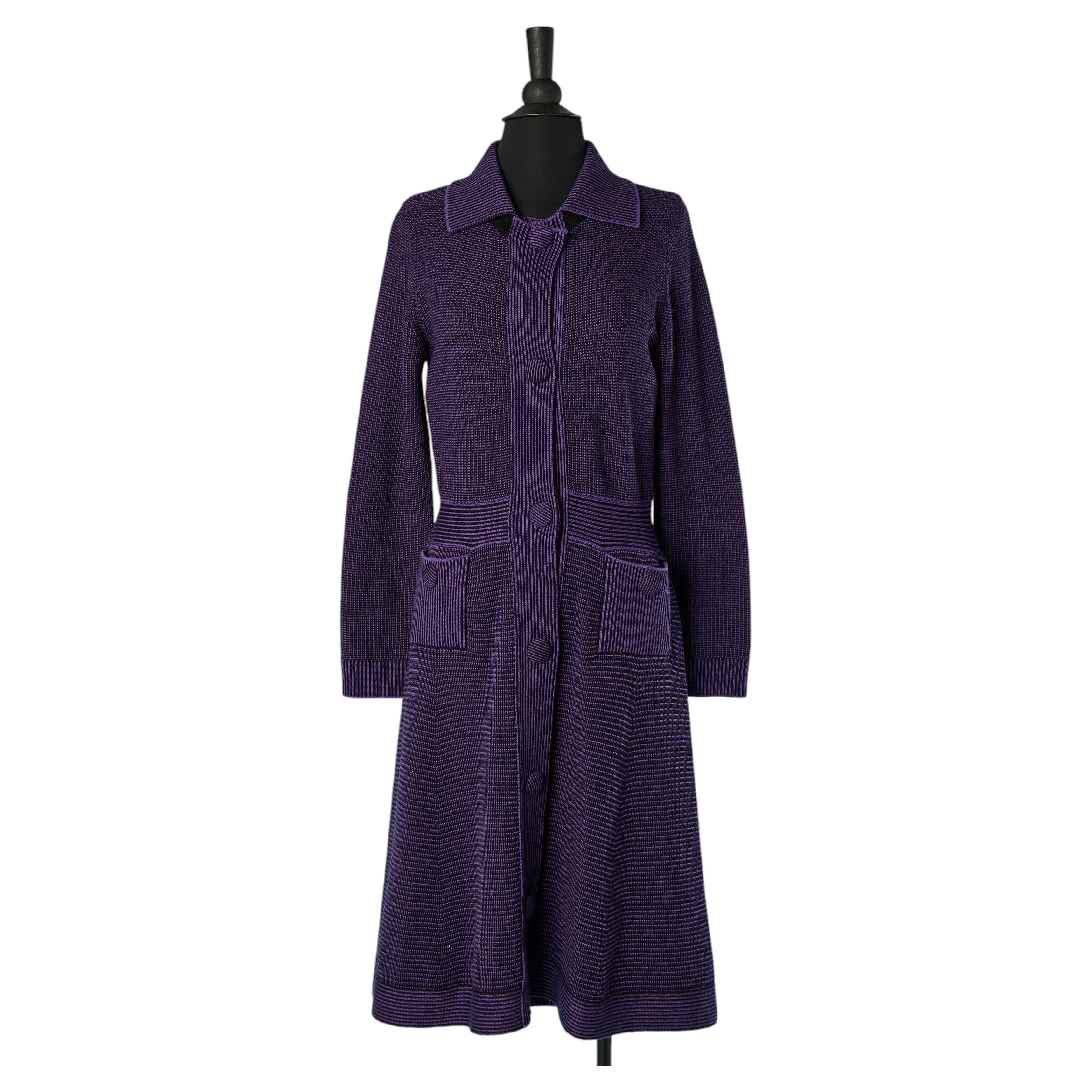 Conjunto de abrigo de lana morado y vestido sin mangas de CHRISTIAN DIOR