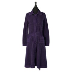 Purple wool coat and sleeveless dress ensemble CHRISTIAN DIOR