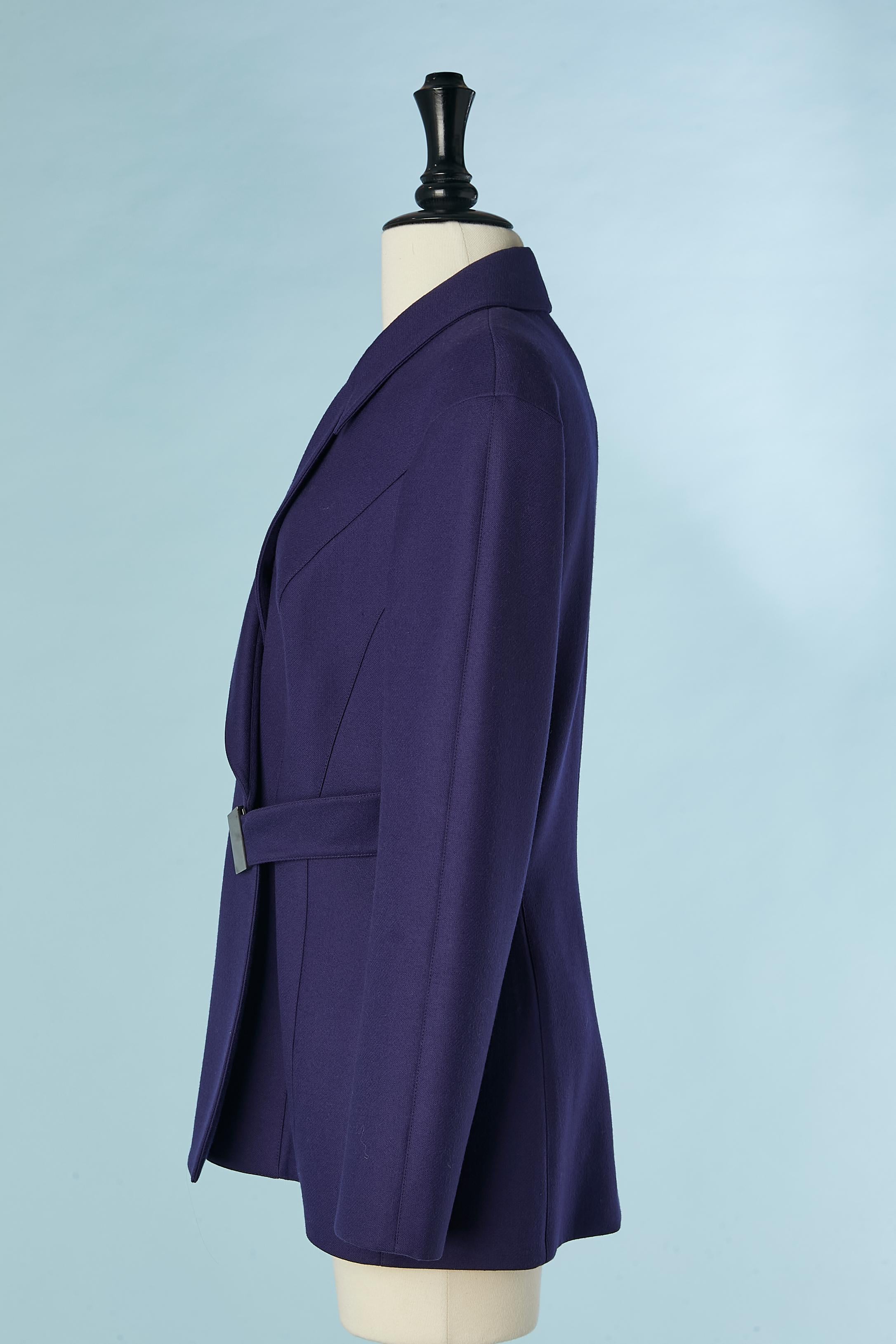 Purple wool double-breasted jacket Thierry Mugler In Excellent Condition For Sale In Saint-Ouen-Sur-Seine, FR