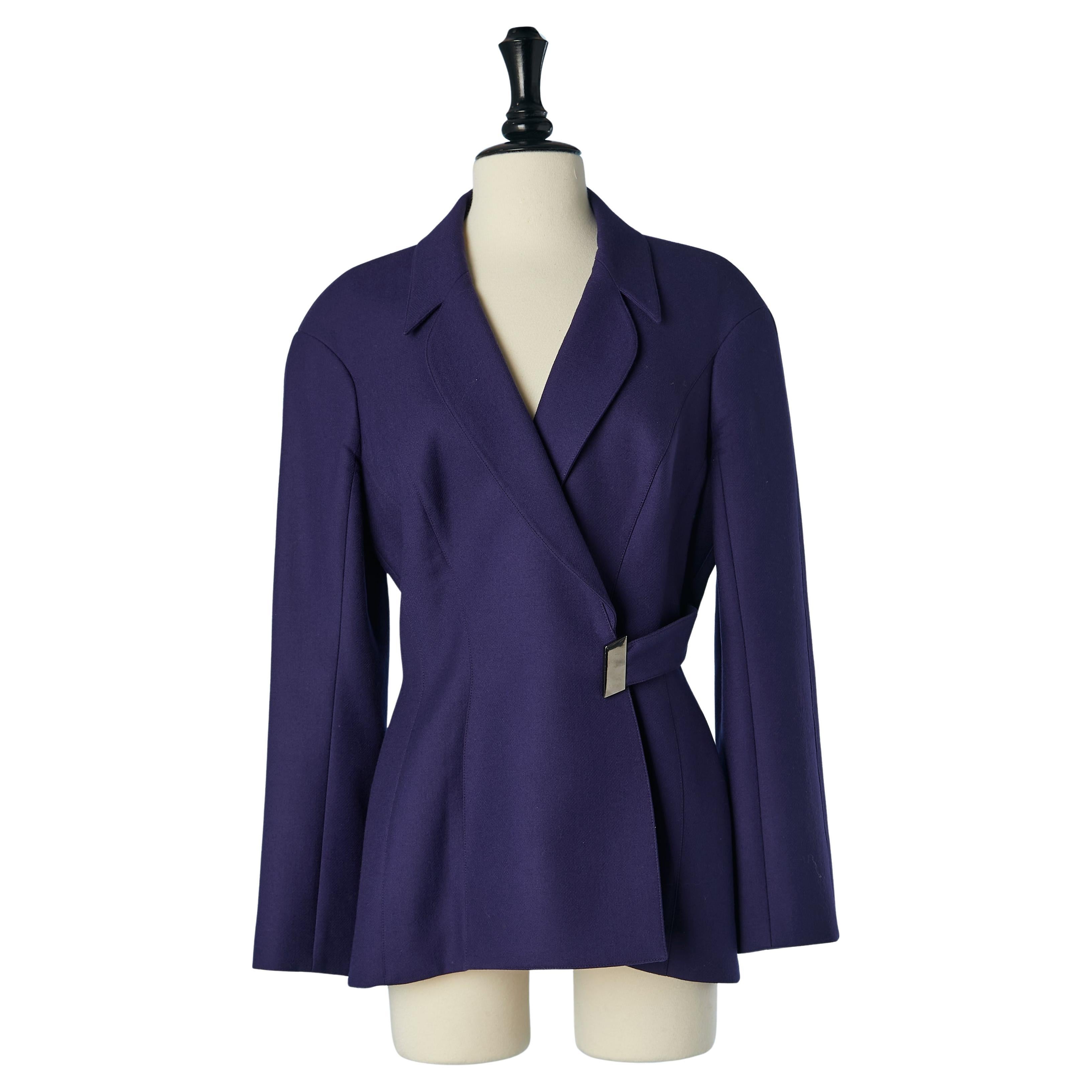 Purple wool double-breasted jacket Thierry Mugler For Sale