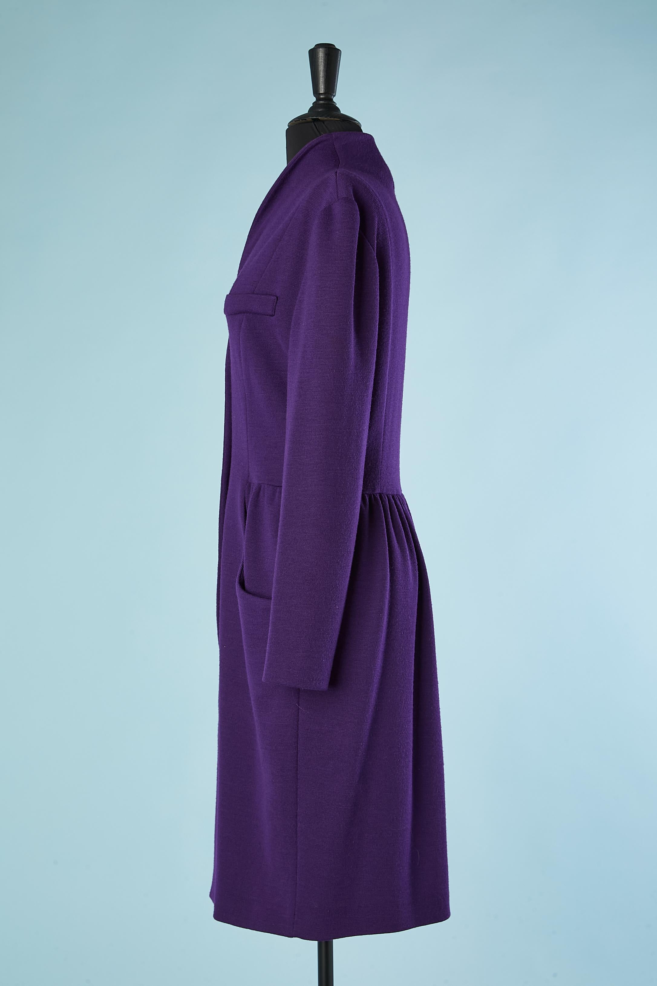 Women's Purple wool jersey dress Dior 2 Circa 1980's For Sale