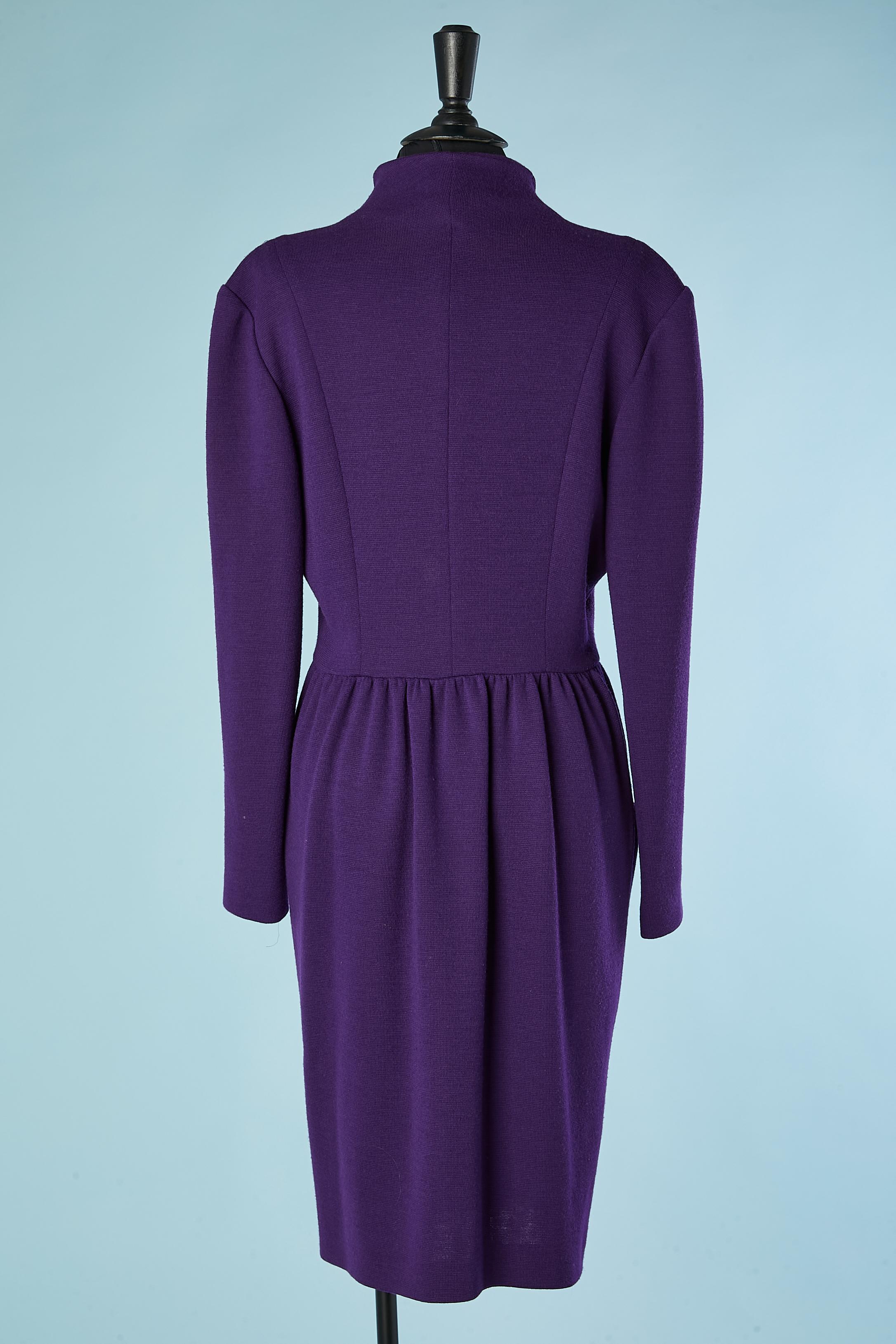 Purple wool jersey dress Dior 2 Circa 1980's  For Sale 1