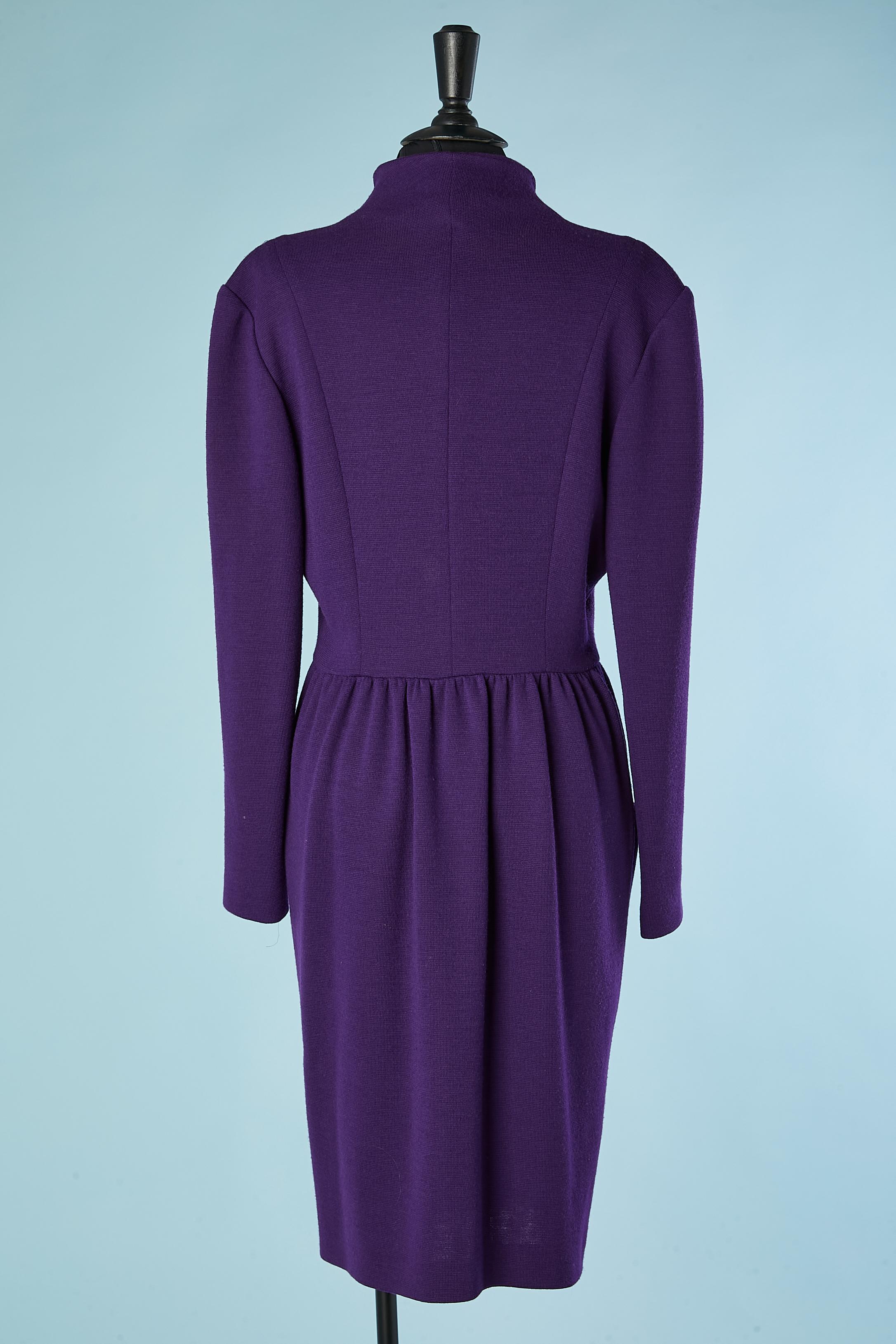 Purple wool jersey dress Dior 2 Circa 1980's For Sale 1