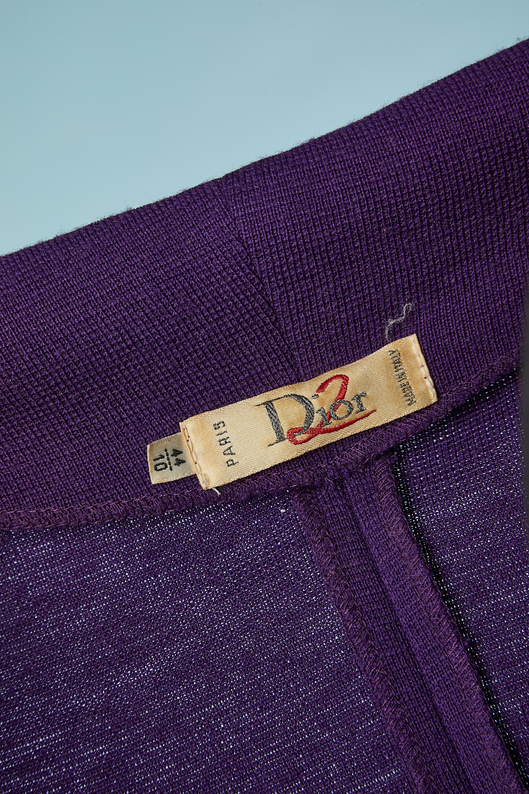 Purple wool jersey dress Dior 2 Circa 1980's  For Sale 2