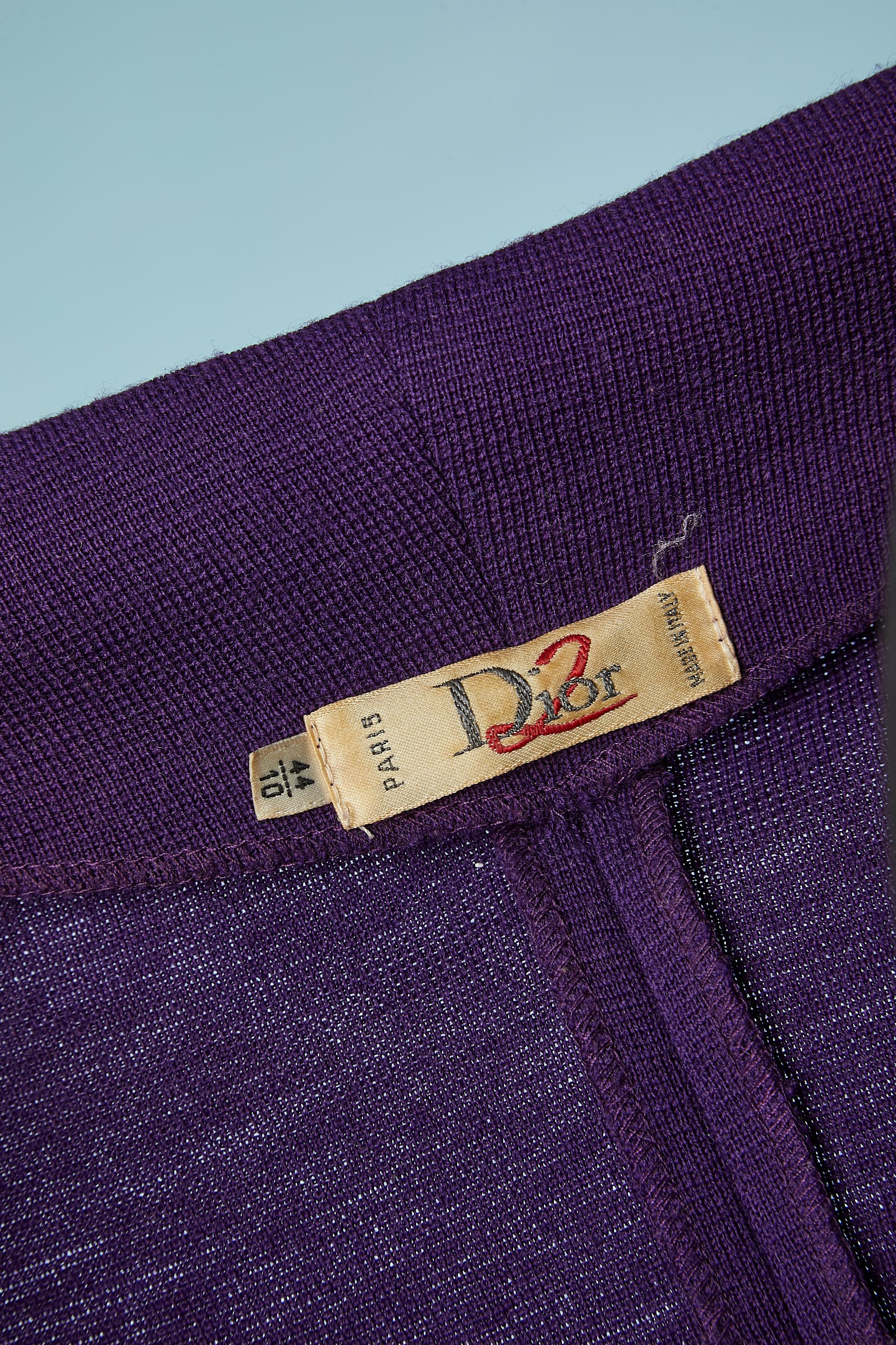 Purple wool jersey dress Dior 2 Circa 1980's For Sale 2