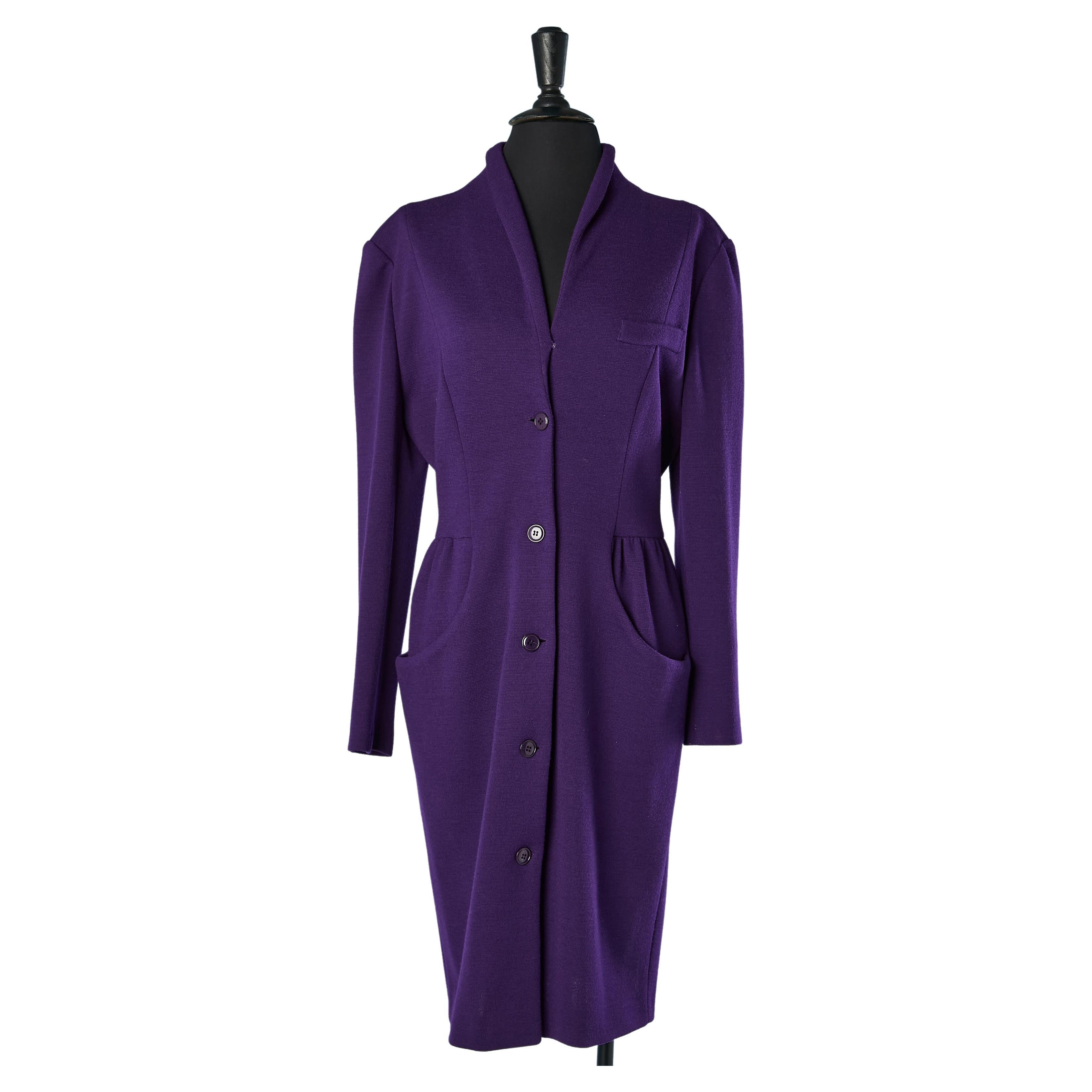 Purple wool jersey dress Dior 2 Circa 1980's 