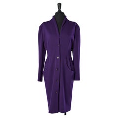 Purple wool jersey dress Dior 2 Circa 1980's 