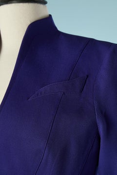 Lila einreihige Wolljacke mit Schnappverschluss Thierry Mugler