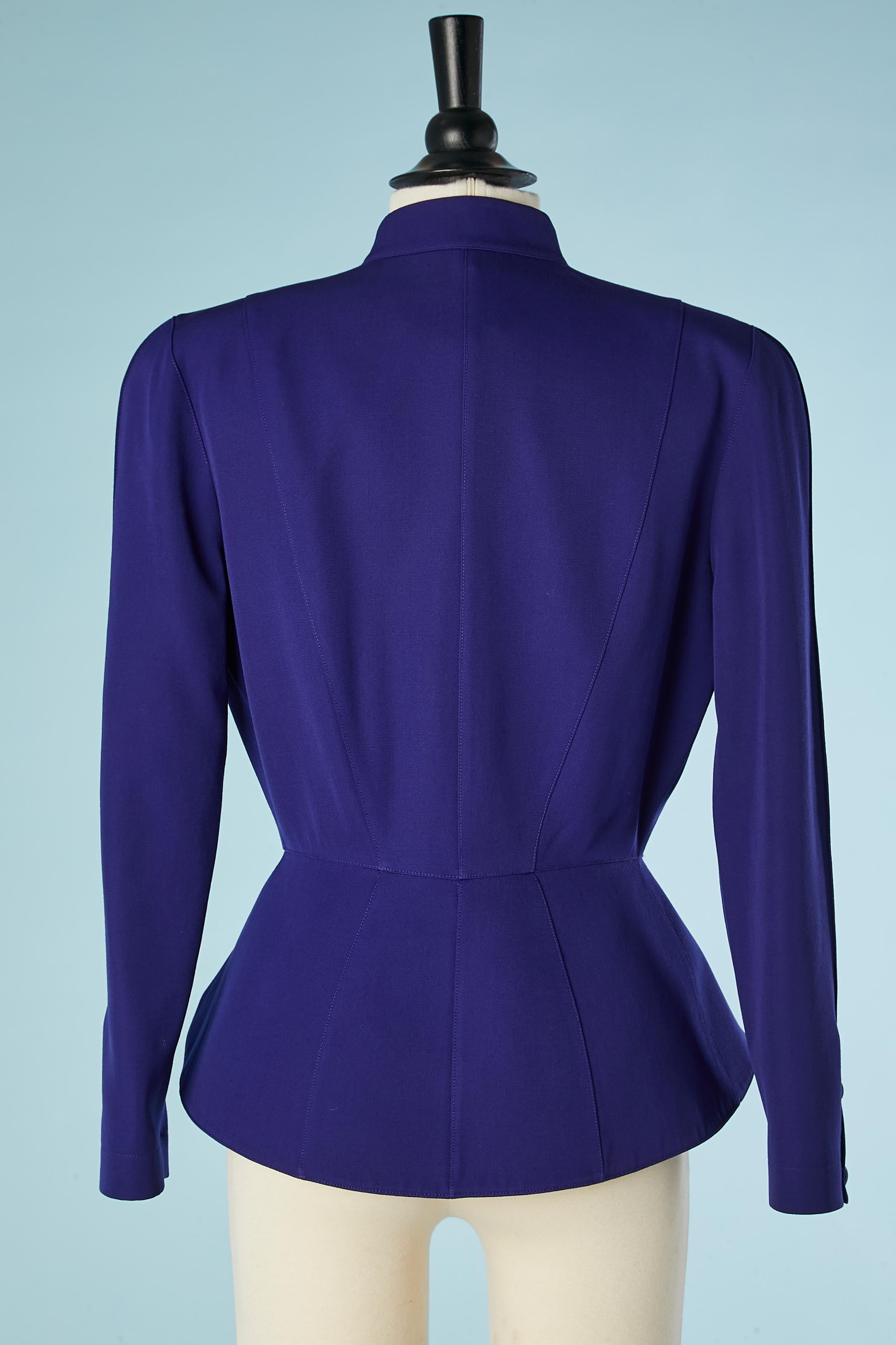 Purple wool single breasted jacket with snap closure Thierry Mugler  For Sale 2