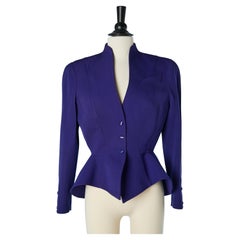 Vintage Purple wool single breasted jacket with snap closure Thierry Mugler 
