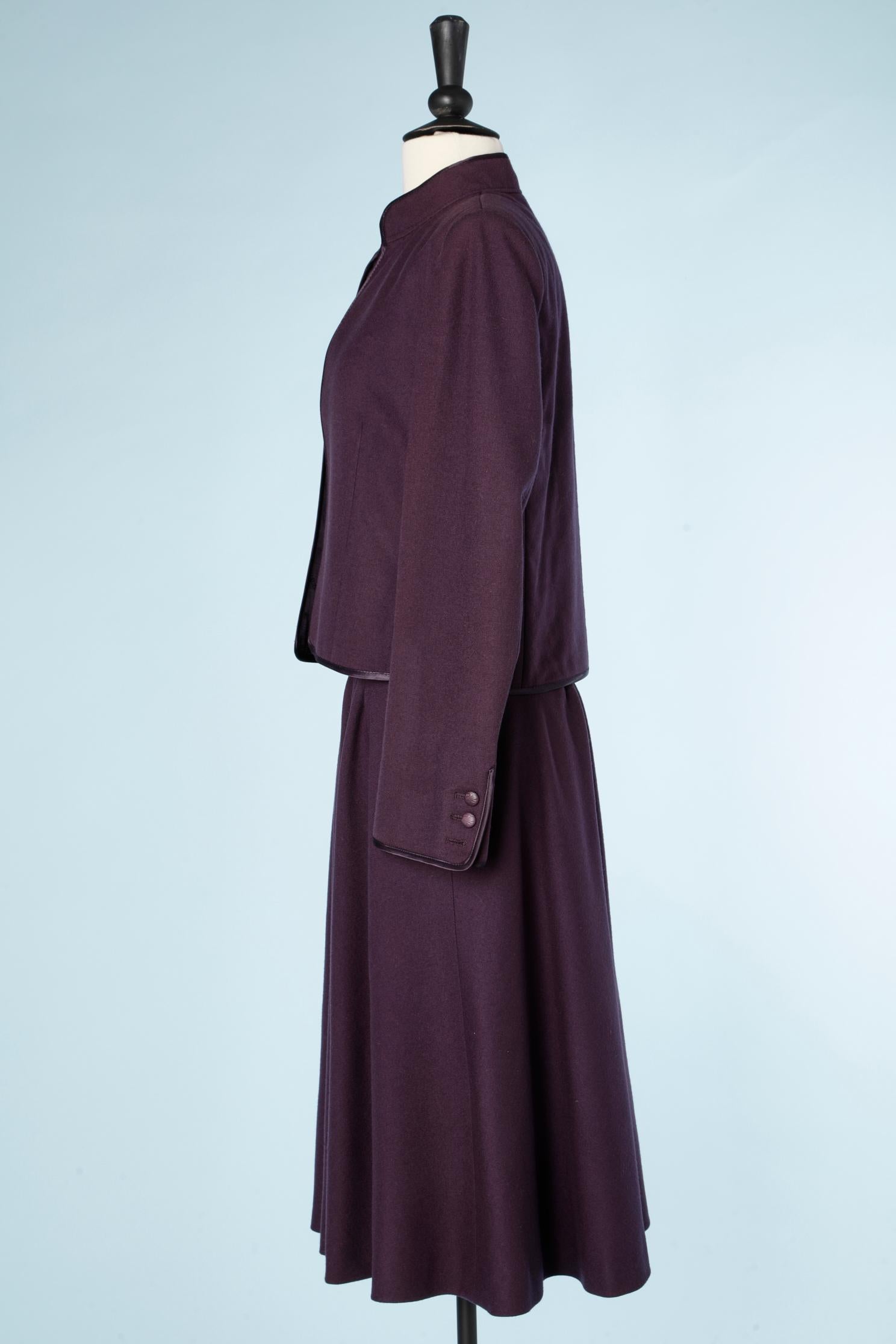 Women's Purple wool skirt suit Louis Féraud Circa 1970's  For Sale
