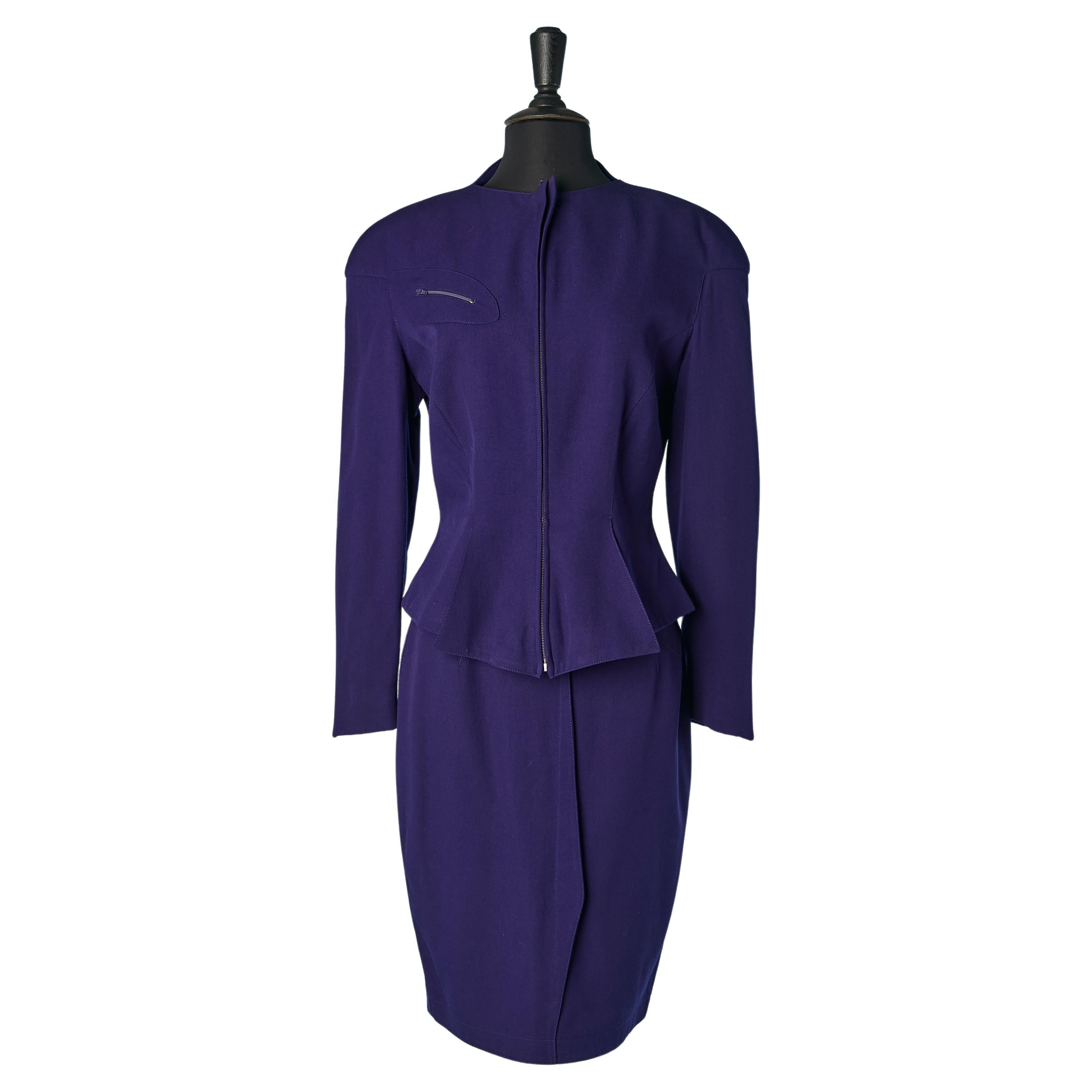 Purple wool skirt-suit Thierry Mugler Active For Sale