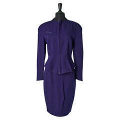 Traje-falda de lana morado Thierry Mugler Active
