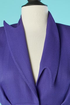Purple wool skirt-suit with asymmetrical collar Thierry Mugler