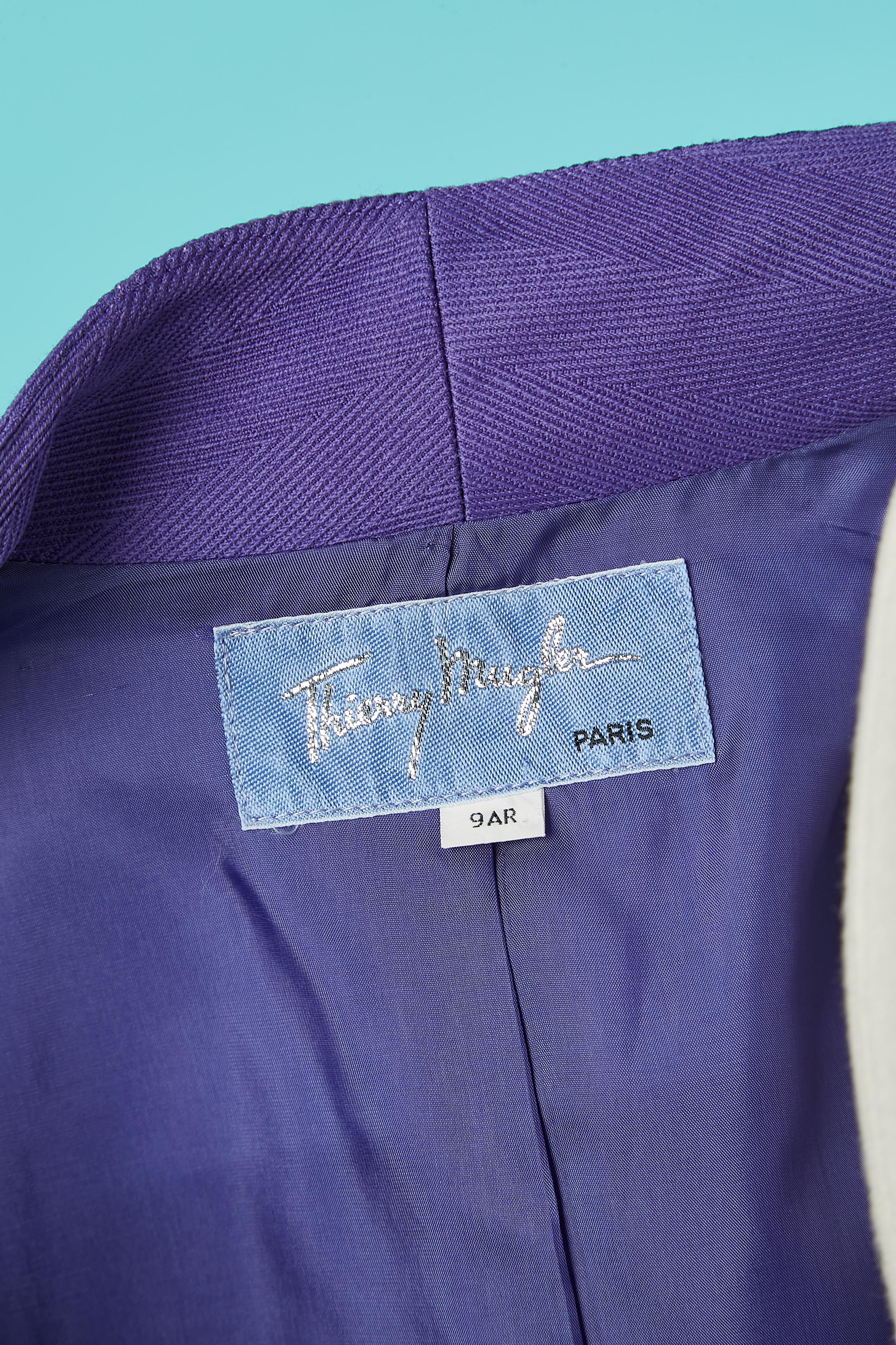 Combinaison jupe en laine violette à col asymétrique Thierry Mugler en vente 2