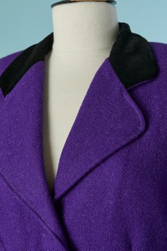 Tailleur con gonna in lana viola e dettagli in velluto nero EMMANUELLE KHANh