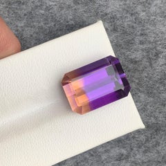 Purple Yellow 17.80 Carat Loose Ametrine Emerald Shape from Bolivia